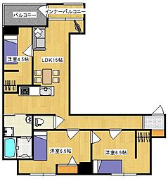 オーシャン12　タワーレジデンス 6階3LDKの間取り