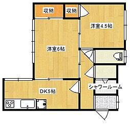 オーシャン16ビル 2DKの間取図画像