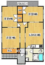 オーシャン15ビル 3LDKの間取図画像