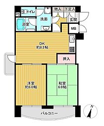 JR山陽本線 広島駅 徒歩8分 2DKの間取り