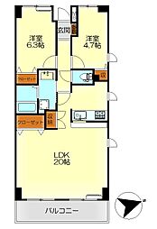 ヴィアコート・クレ 5階2LDKの間取り