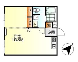 Mテラス広白石3丁目 ワンルームの間取図画像