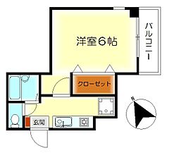 Der Winkel.Y2 江原 10階1Kの間取り