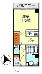 ネクサス広白石 4階1Kの間取り