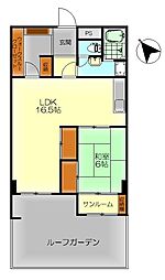 呉中央レックスマンション 402 4階1LDKの間取り