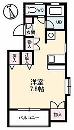ファイブヒルズ 3階ワンルームの間取り