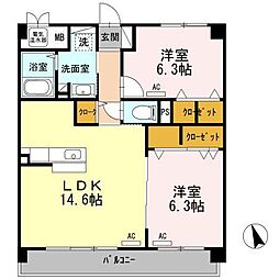 ESPERANZA広中町 5階2LDKの間取り