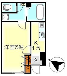 エスポワール本通 1Kの間取図画像