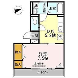 ボナールK3 1DKの間取図画像