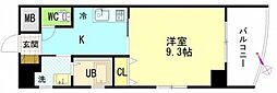 エルク中央 1Kの間取図画像