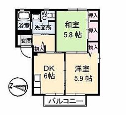 ミラベル瀬戸見 2DKの間取図画像