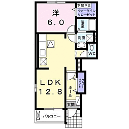 ウィステリアガーデンB 1LDKの間取図画像