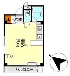 コーポマキ ワンルームの間取図画像