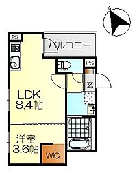 MOVEヒロホンマチサウス 1LDKの間取図画像