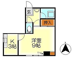 西垣内ビル 1Kの間取図画像