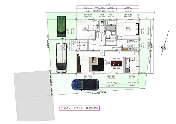 平屋イメージ敷地配置図です