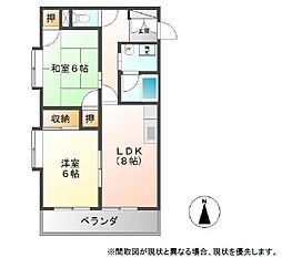 ゲートアキ 3階2DKの間取り