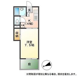 ファミーユ吉田 1階1Kの間取り