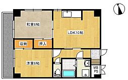 第2沖根マンション 2LDKの間取図画像