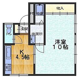 大島ビル 1Kの間取図画像