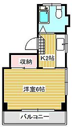 プチビル 3階1Kの間取り