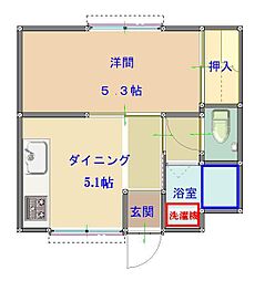 伍城ビル 1DKの間取図画像