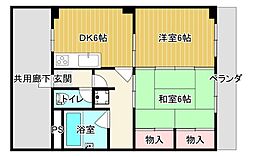 メゾン山文2 2DKの間取図画像