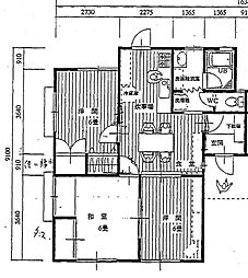 コーポ飛鳥 2階3DKの間取り