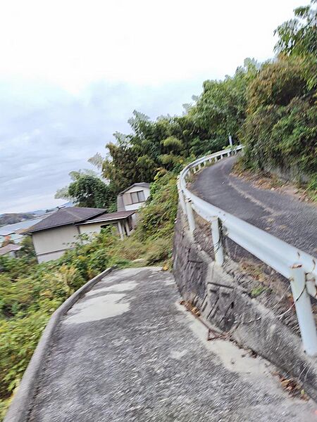 農道からの敷地内進入路