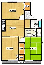 ニューセジュールタケヒロ 2階3DKの間取り