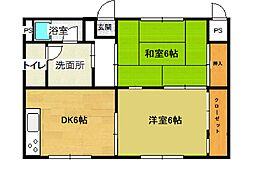 コーポ・木村 2DKの間取図画像
