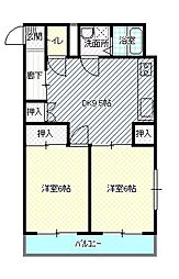 細田ビル 2DKの間取図画像