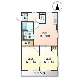 レトア金亀3 2LDKの間取図画像