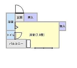 ケイエヌビル ワンルームの間取図画像