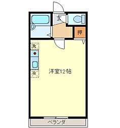 JR呉線 新広駅 バス30分 広大橋下車 徒歩5分の賃貸アパート 2階ワンルームの間取り