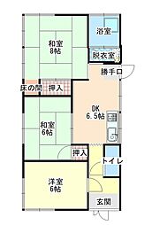 JR福塩線 府中駅 徒歩27分 3DKの間取り