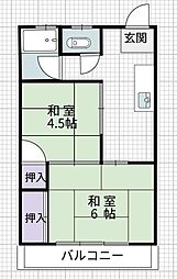 安芸コーポラス 2Kの間取図画像