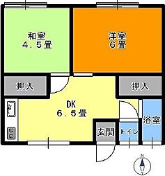 バス 明神県営前下車 徒歩1分の賃貸アパート 2階2DKの間取り