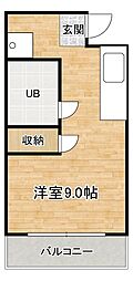 サンピア平和通り ワンルームの間取図画像