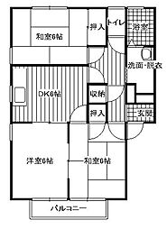 セジュール吉岡B 3DKの間取図画像