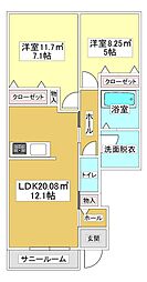 ココ・ラフォーレ 2LDKの間取図画像