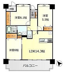 藤和ハイタウン吉浦 3LDKの間取図画像