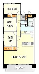 パルハイツ呉中央五丁目 3LDKの間取図画像