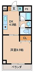 阿賀イレブンハイツ 2階1DKの間取り