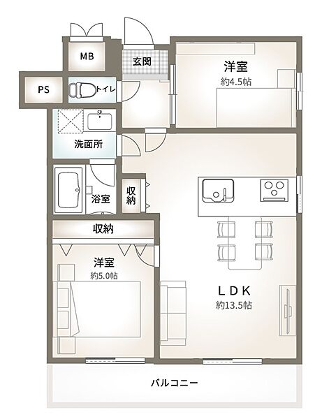 最上階・南東角部屋・中区でペットと暮らせる2LDK