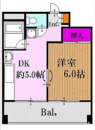 フドウ庚午ハイツ 7階1DKの間取り