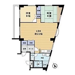 シャンボール河原町 2LDKの間取図画像