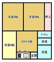 フラットゥリー駅家 2SDKの間取図画像