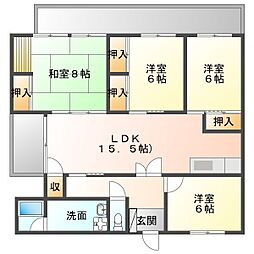 サンセラ西マンション 4LDKの間取図画像