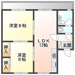 仲本マンションC棟 2LDKの間取図画像